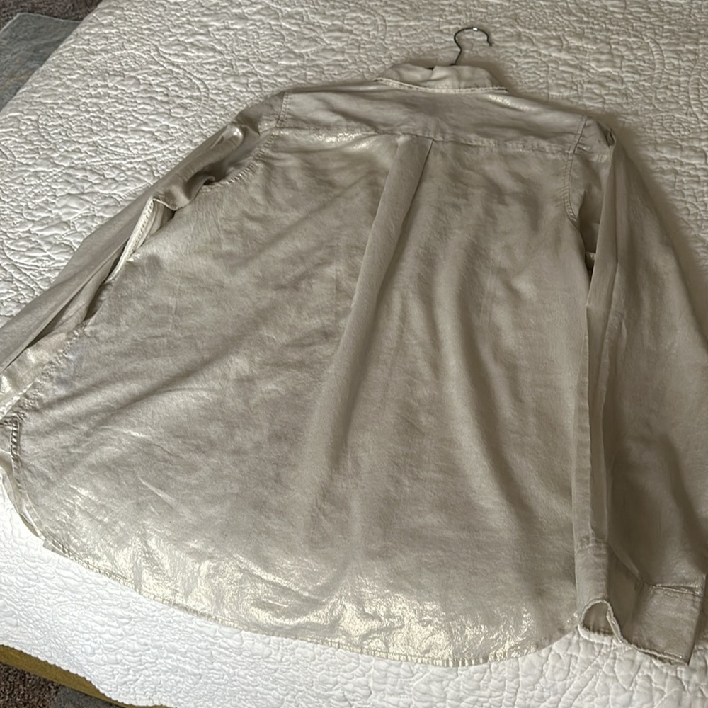 J. Crew Cotton Button Down Soft Gold Metallic Ivo… - image 7